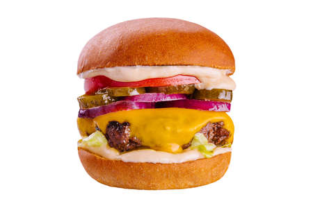 Fresh burger. isolated on white backgroundの写真素材