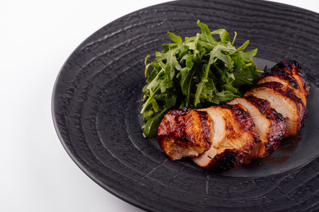 Chicken, turkey, fillet with salad. healthy food diet concept.の写真素材