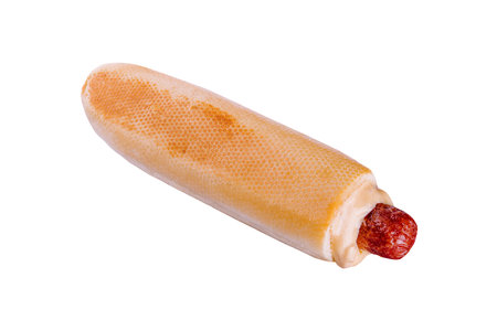 French hot dog isolated on white backgroundの写真素材