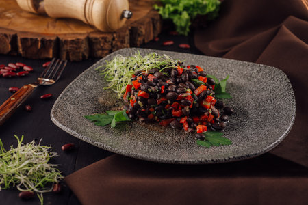 red kidney bean salad with red bell pepperの写真素材