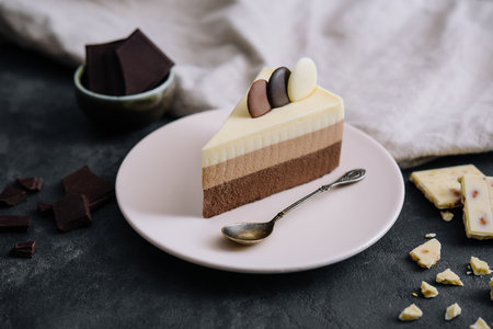 Chocolate Layered Mousse Cake on plate