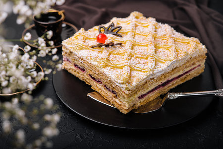 cake with cream cheese filling and cherry