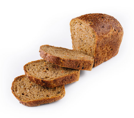 Freshly baked traditional sliced rye breadの写真素材