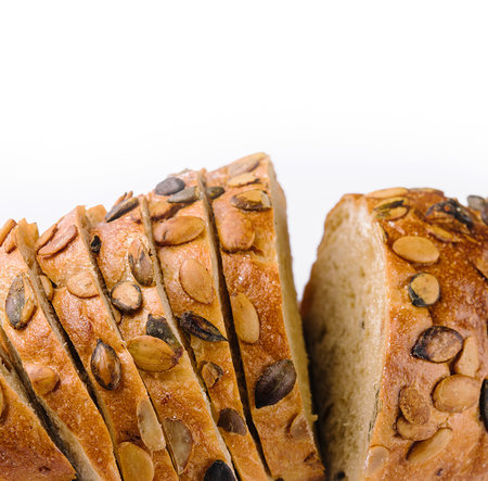 Fresh healthy organic baked pumpkin seed breadの写真素材