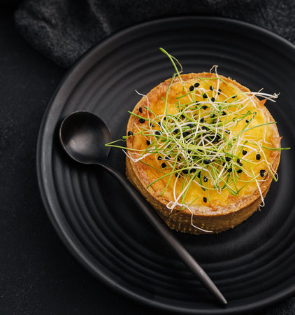 mini bite size quiche appetizers top viewの写真素材