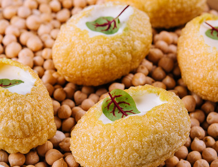 Sweet crunchy corn pads with yogurt