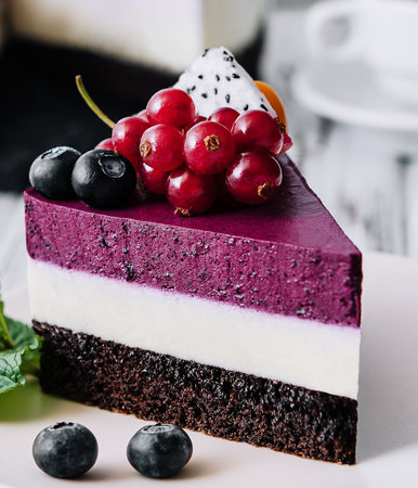 Cake Berry breeze on white plate