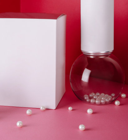 soda in a tin on a pink background with beautiful decorationsの写真素材