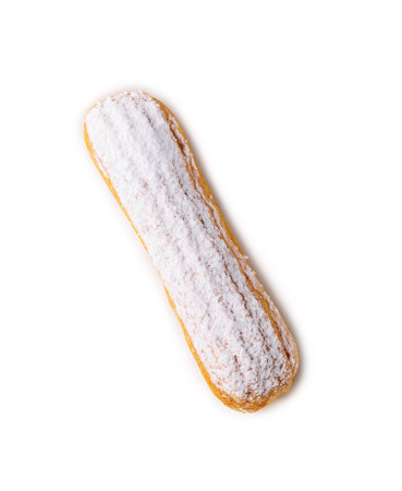 Delicious french dessert Eclair isolated on white