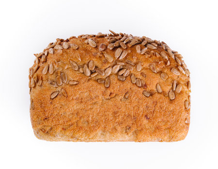 Sunflower seed bread isolated on whiteの写真素材