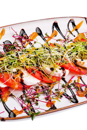 Tomato and mozzarella slices - caprice saladの写真素材