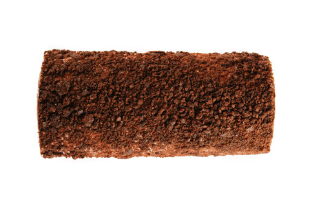 Sponge Swiss roll on white top view