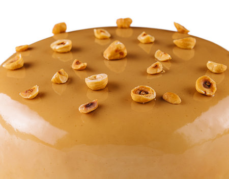Sweet caramel cake with hazelnut and moouseの写真素材