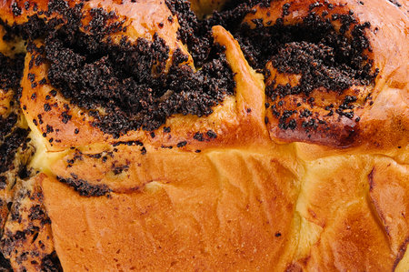 Sweet swirl homemade bread with poppy seeds