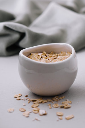 oatmeal grains in bowl close up