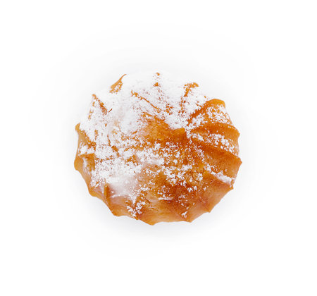 Cream puff with whipped cream and sugar powder