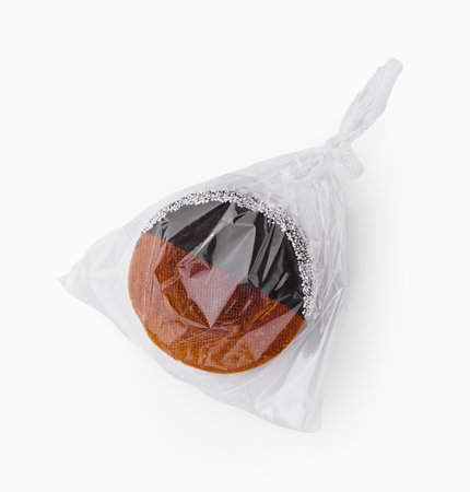 Round Croissant with Chocolate Condensed Milkの写真素材