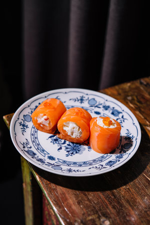 Philadelphia Roll made of Cream Cheese insideの写真素材