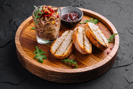 Liver pate with onion marmalade jam confiture