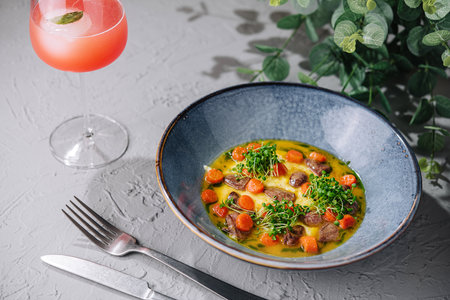 Chicken hearts over mashed potatosの写真素材