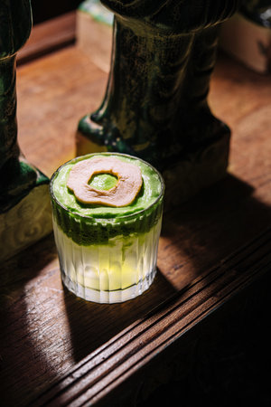 Refreshing tropical coconut juice cocktailの写真素材