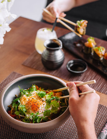 Asian food ramen top view