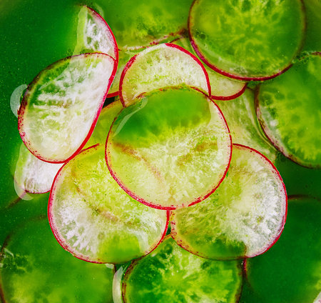 Summer cold soup - okroshka close up top viewの写真素材