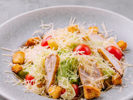 Caesar salad with grilled chickenの写真素材