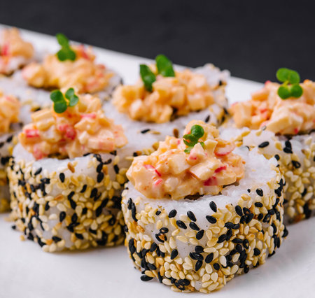 Maki Sushi - Roll on white plateの写真素材