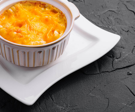 A bowl of delicious homemade mac and cheeseの写真素材