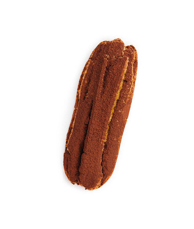 delicious chocolate French eclair isolated on white
