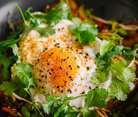 Asian food ramen close up top viewの写真素材