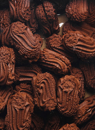 Top view of rich chocolate cookies close upの写真素材
