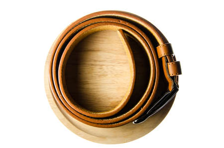 Leather belt for men on white background.
