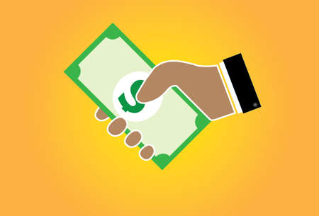 Use the money to forex trading, Concept business hands vector and illustratorのイラスト素材