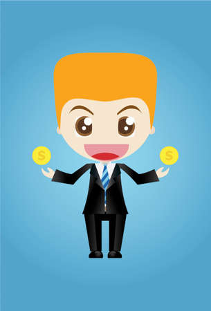 Business man character finance and business cartoon, Vector illustrationのイラスト素材