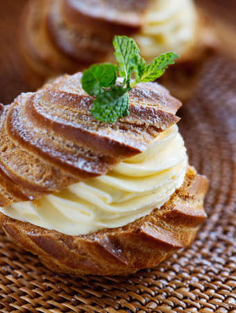 Cream puff pastry Choux cream with vanilla custard cream filling