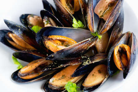 Steamed mussels with spicy herbs