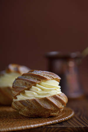 Cream puff pastry with vanilla custard cream