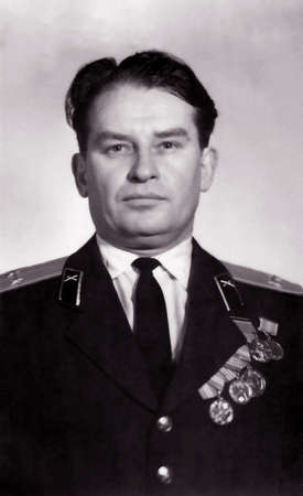 USSR - CIRCA 1962: An old photo shows a portrait of a lieutenant of the Soviet Army in uniform.