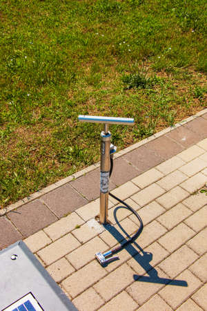 Solar panels in the bike park. alternative energy sources. energy crisis.の写真素材