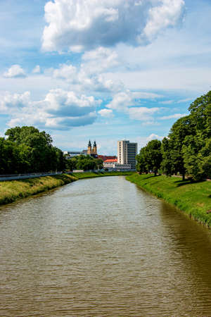 View of the Slovak city of Nitra. View of the city and the river Nitra.のeditorial素材