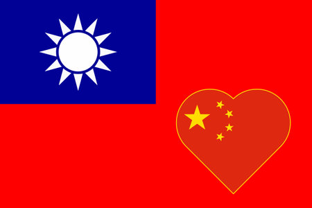 Flag of Taiwan and China. The concept of the unity of the People's Republic of China.の写真素材