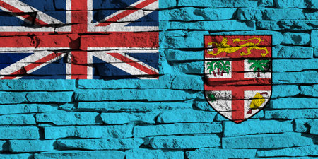 Fiji island flag on texture. concept collage.の写真素材
