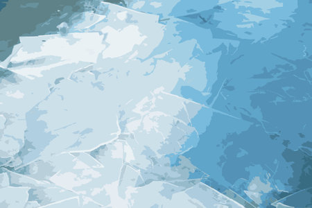 Realistic vector illustration of an icy river surface. Texture of ice covered with snow. winter...