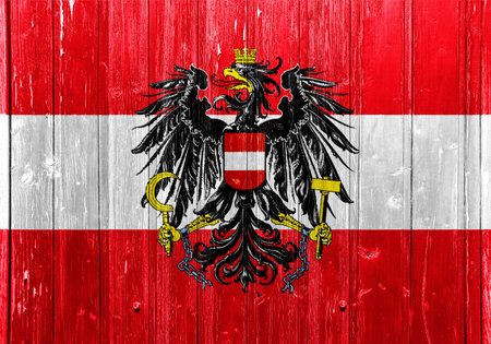 Flag and coat of arms of Austria on a textured background. concept collage.の写真素材