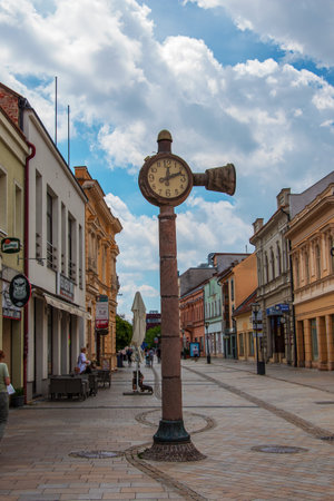 Nitra, Slovakia - 06.17.2022: Musical clock in the old town is one of the sights of Nitra.のeditorial素材