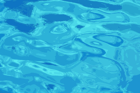 Vector illustration of water ripple texture background. Wavy water surface during sunset, golden light reflecting in the water.のイラスト素材