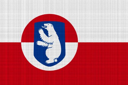 Flag and coat of arms of Greenland on a textured background. conceptual collage.の写真素材
