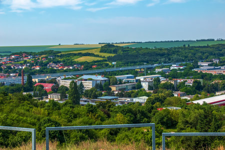 View of the city of Nitra in Slovakia from Kalvaria mountainの写真素材